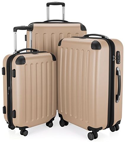 Hauptstadtkoffer SPREE Set di 3 valigie, Valigie rigide, Trolley con 4 doppie ruote, Bagaglio da viaggio opaco, Set da viaggio, TSA, (S, M e L), Champagne