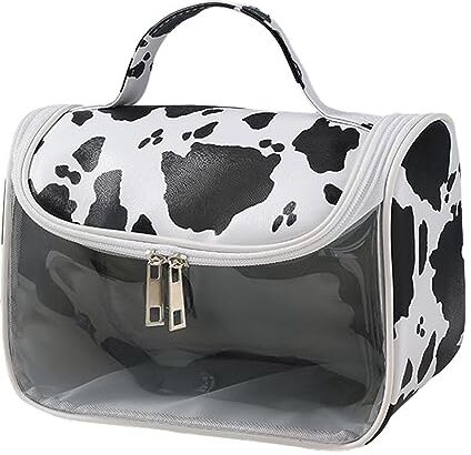 Imtrub Borsa organizer per trucco   Trousse da toilette da viaggio con stampa di mucca,Organizzatore portatile impermeabile per custodia per trucco con grande capacità per cura della pelle, articoli