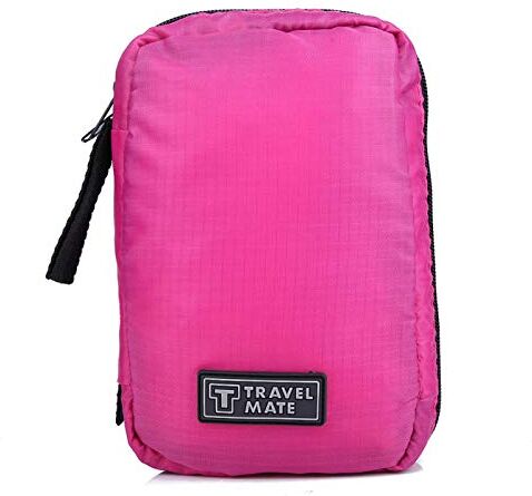 PYXWSM XWSMUSborsa portaoggetti portatile pieghevole con cerniera per cosmetici Organizer per trucco da viaggio di grande capacità(rosa rossa)