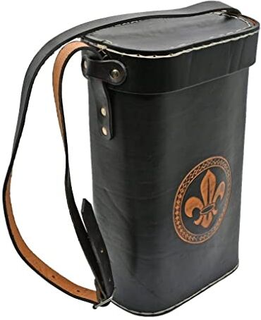 Generic Matera yerba mate Borsa in pelle yerba mate carry yerba mate Borsa da viaggio in pelle (Black Design Fleur de lis)