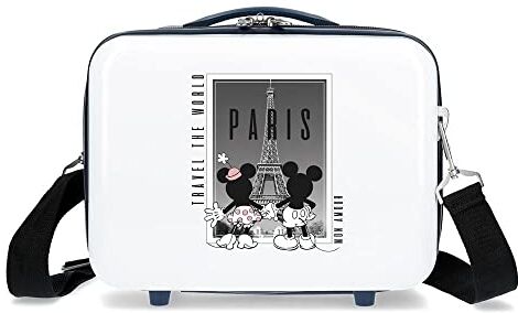 Disney Topolino e Minnie Travel the World Paris Borsa da toilette adattabile bianca 29x21x15 cm ABS rigido 9,14 l 0,8 kg