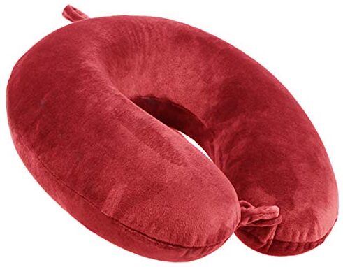 life hall Cuscino da viaggio, supporto per il collo in memory foam, comodo, compatto e leggero per campeggio, cuscino per dormire Rosso Rosso 27x27x12