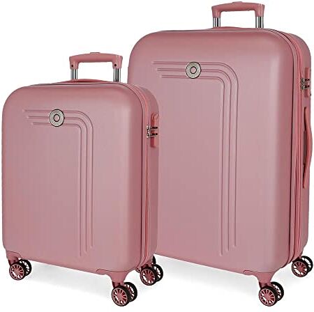 MOVOM Riga Set valigie Rosa 55/70 cms Rigida ABS Chiusura a combinazione numerica 109L 4 doppie ruote Bagaglio a mano