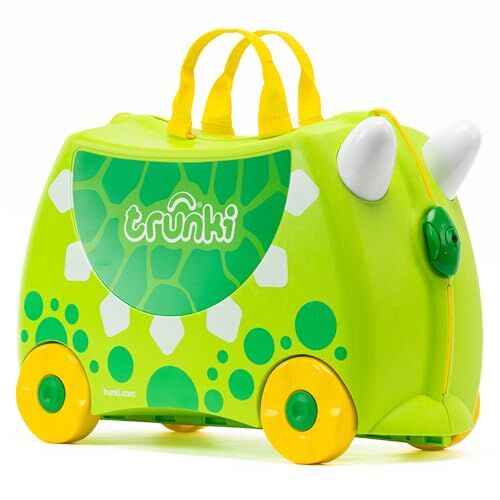 Trunki Valigia Cavalcabile per Bambini – Trolley Bambini Bagaglio a Mano – Valigia Cavalcabile Dudley Dinosauro (Verde)