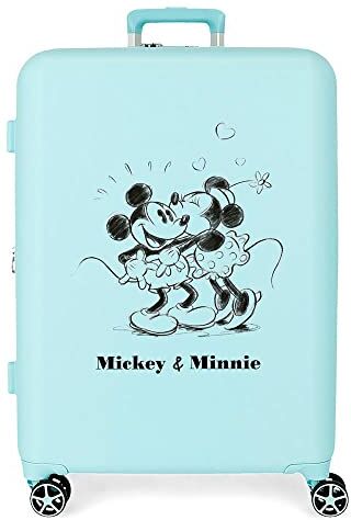 Disney Mickey & Minnie Kisses Valigia Media Turchese 48x70x26 cm ABS rigido Chiusura TSA integrata 88L 3,98 kg 4 Doppie ruote