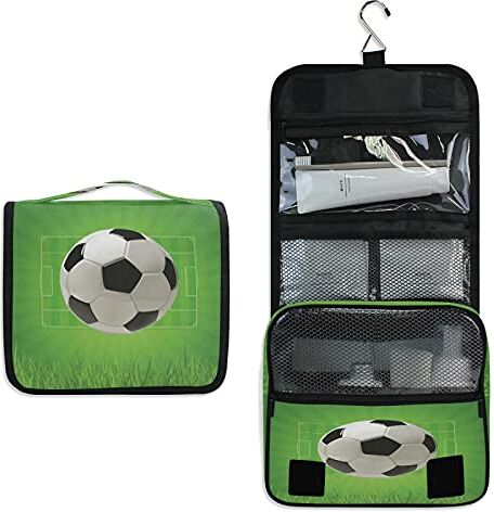 BEUSS Calcio Verde Appeso Pieghevole da Toilette Borsa da viaggio Trousse da Toilette Beauty Case per da Donna Ragazza