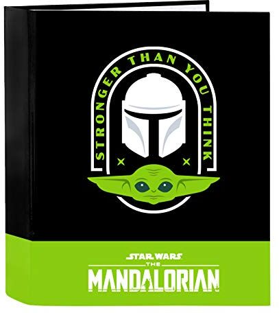 safta The Mandalorian Cartella a 4 anelli, colore: nero/verde fluo, 320 x 140 x 440 mm (512041657)