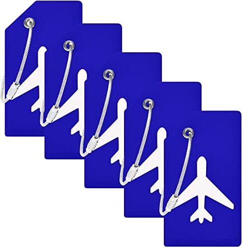 BlueCosto 5x Blu Etichette Valigia Viaggio Aereo Etichetta per Valigie Aereo Targhetta Bagaglio Luggage Tag