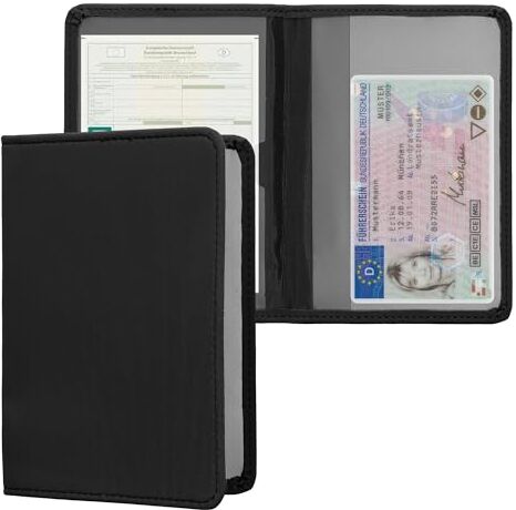 kwmobile Custodia in Neoprene per Libretto Circolazione Auto Cover Portalibretto con Scomparti per Tessere Patente Foderina Porta Documenti nero