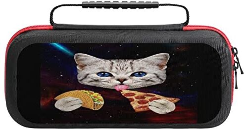 Generic428 Space Cat Custodia da viaggio per taco e pizza, compatibile con interruttore con 20 supporti per cartucce di gioco, custodia rigida da viaggio