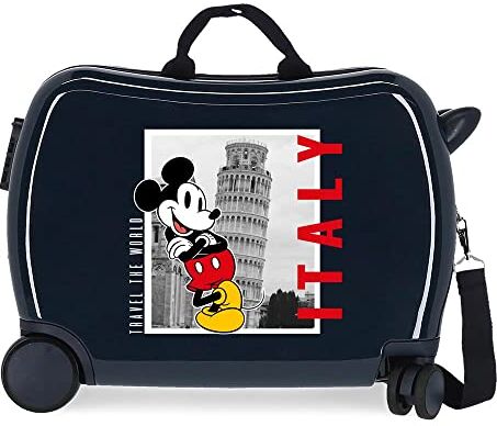 Disney Topolino e Minnie Viaggia per il Mondo Italia Valigia Bambino Blu 50x39x20 cm ABS Rigido Chiusura laterale con combinazione 34L 1,8 kg Bagaglio a mano 4 Ruote