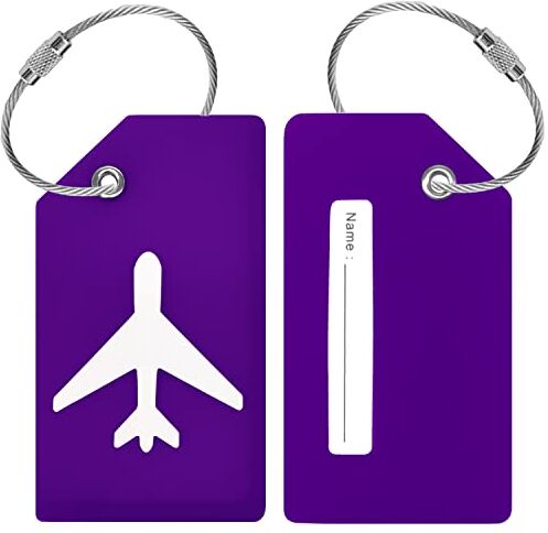 BlueCosto 2x Viola Etichette Valigia Viaggio Aereo Etichetta per Valigie Aereo Targhetta Bagaglio Luggage Tag