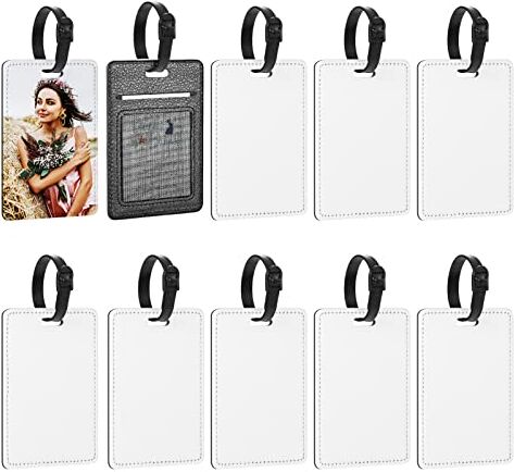 Wyleaves 10pcs Premium sublimazione bagagli tag PU pelle nome tag vuoto valigia tag trasferimento di calore tag rettangolare carta di identità di viaggio etichette