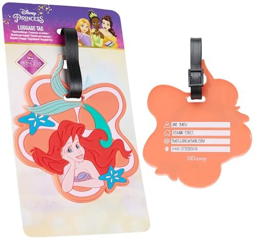 Disney Etichetta da Valigia Divertente, Etichette per Bagagli Portanome, Luggage Tag, Targhetta Valigia Aereo Stitch (Multi Ariel)