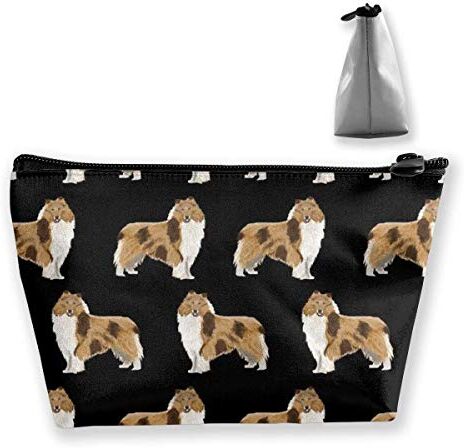 Hipiyoled Rough Collie Borsa portaoggetti per cani, trousse da viaggio a trapezio con cerniera, impermeabile, borsa organizer per cosmetici