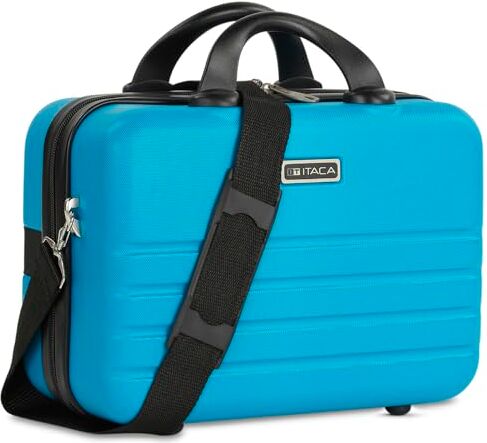 ITACA Beauty Case da Viaggio Donna e Uomo Abs Valigia Portare a Mano Beauty Case Rigido con Maniglia Superiore e Tracolla Regolabile Elegante Beauty Case Donna da Viaggio Marca di ITA, Turchese