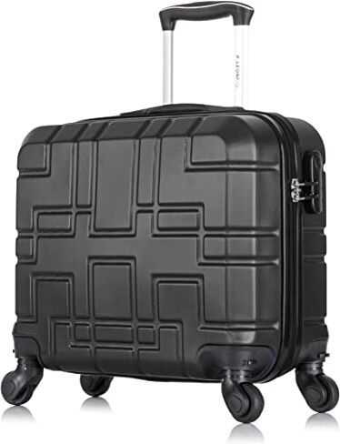 Leone Valigia EasyJet 45x36x20 cm Trolley Bagaglio a mano in ABS 4 Ruote (Nero, 8088 Valigia 45x4x20cm)