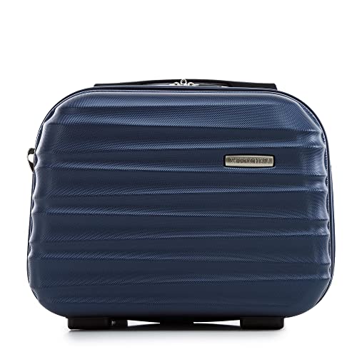 WITTCHEN Necessaire da viaggio Valigia da viaggio Bagaglio a mano Valigia cabina Valigia in ABS Serratura a combinazione Linea GROOVE Beauty case Blu scuro