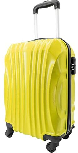 Leone Valigia Trolley Bagaglio a mano Rigido Ultraleggero in ABS 4 Ruote Autonome (Giallo, 2037 Valigia 52x32x9cm)