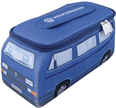 Brisa VW Collection Volkswagen beauty-case da viaggio in Neoprene trousse trucchi, porta oggetti con manico, Campervan T3 Bus design (Blu/Grande)