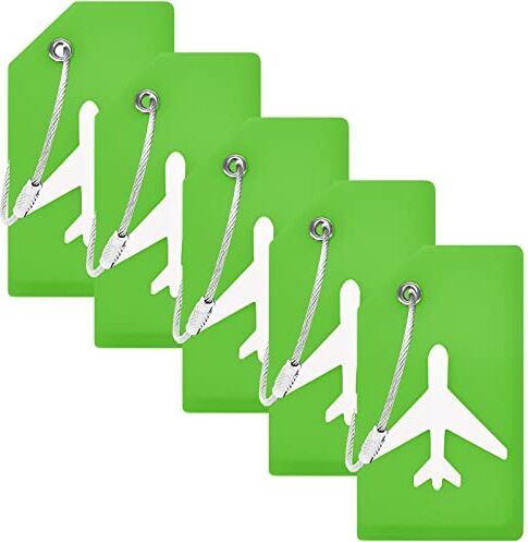 BlueCosto 5x Verde Etichette Valigia Viaggio Aereo Etichetta per Valigie Aereo Targhetta Bagaglio Luggage Tag