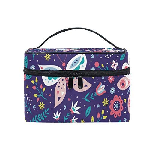 BALII Beauty case da viaggio con farfalle e fiori colorati