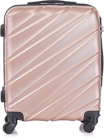 Leone Valigia Trolley Bagaglio a mano Rigido Ultraleggero in ABS 4 Ruote Autonome (Rose Gold, 230 Valigia 56x45x25cm)