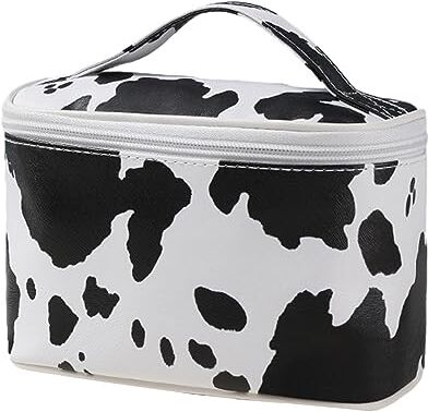 pologmase Borsa cosmetica da viaggio   Custodia per organizer cosmetica per trucco con stampa di mucca Organizer per custodia per trucco impermeabile, borsa da viaggio di grande capacità per cura