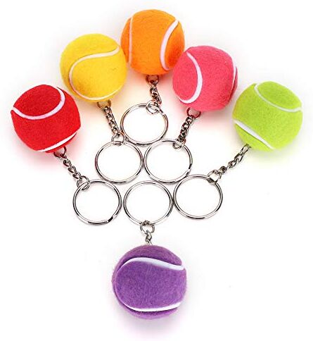 Hztyyier 6 Pezzi Chiave da Tennis Multi Colore Velluto Sport Palla Portachiavi per Ciondolo Decorazione Sacchetti Regalo Scuola Carnevale Ricompensa 1.6in