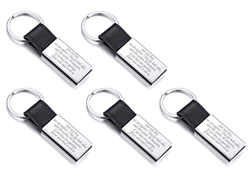 Vnox 1/2/3/4/5pcs Portachiavi in Pelle Personalizzati Portachiavi con Tag ID,Portachiavi con Incisione Gratuita-Inserisci Il Tuo Testo Personalizzato,Chiavi per Auto/Accessori per Borse