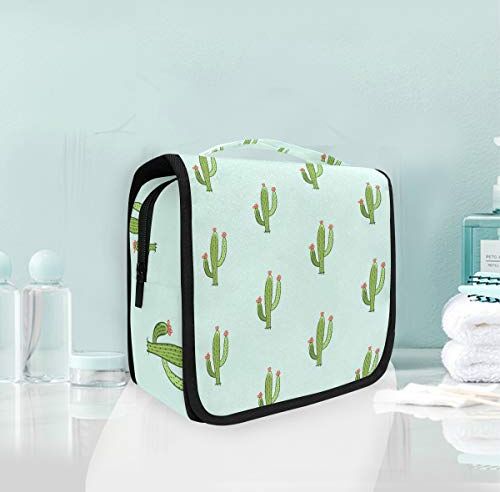 FANTAZIO Green Cactus Pattern Trousse Trucco Trousse Organizer Trousse Organizer Con Scomparti