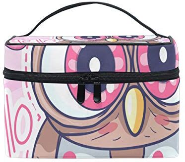 hengpai Beauty case da viaggio con gufo, colore: rosa