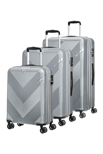 American Tourister Exoline Set di 3 valigie, Grigio (Silver)