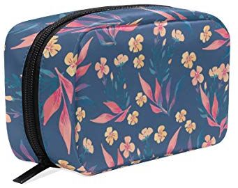 AJINGA , trousse da viaggio con fiori colorati, con cerniera, quadrata, da donna