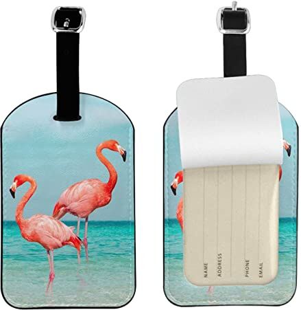 Zentoca Etichetta per bagagli con fenicottero in acqua, etichette per bagagli, 1 pezzo, accessori da viaggio, etichetta per bagagli privacy, 10,9 x 7,9 cm