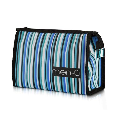 men-ü Stripes Borsa da toilette, colore: nero, bianco, verde e blu, 120 g