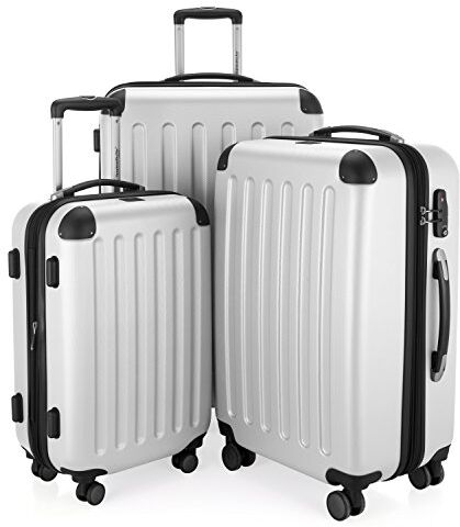 Hauptstadtkoffer SPREE Set di 3 valigie, Valigie rigide, Trolley con 4 doppie ruote, Bagaglio da viaggio opaco, Set da viaggio, TSA, (S, M e L), Bianco