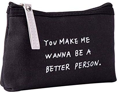 jingyuu tela borsa trucco impermeabile doccia lavare la borsa portamonete borsetta astuccio per riporre nero Nero 17*11cm