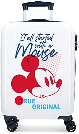 Disney Mickey Magic Trolley Cabina, Bianco (Blanco), 37x55x20 cm, Rigida ABS Chiusura a Combinazione Numerica 33L 2,8Kgs 4 Doppie Ruote Bagaglio a Mano