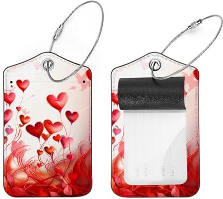 KQNZT Red Mind Love Day Etichette per bagagli, in pelle, per bagagli, 2 pezzi