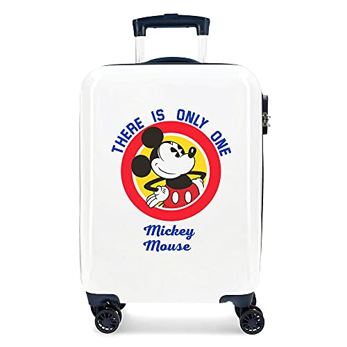 Disney Mickey Magic Trolley Cabina Bianco (Blanco) 37x55x20 cm, Rigida ABS Chiusura a Combinazione Numerica 33L 2,8Kgs 4 Doppie Ruote Bagaglio a Mano