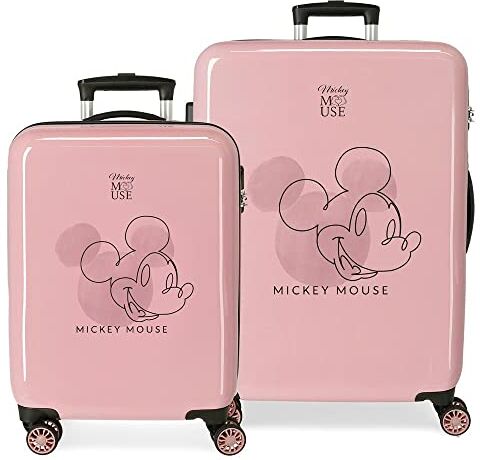 Disney Mickey Outline Set di valigie rosa 55/68 cm Rigida ABS Chiusura a combinazione laterale 104 L 6 kg 4 ruote doppie attrezzature a mano