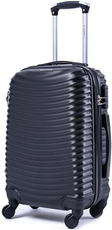 Leone Valigia EasyJet 45x36x20 cm Trolley Bagaglio a mano in ABS 4 Ruote (Nero, 2030 Valigia 50x33x9,5 cm)