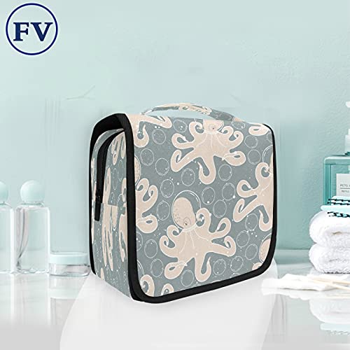 BEUSS Polpo Rosa Art Appeso Pieghevole da Toilette Borsa da viaggio Trousse da Toilette Beauty Case per da Donna Ragazza