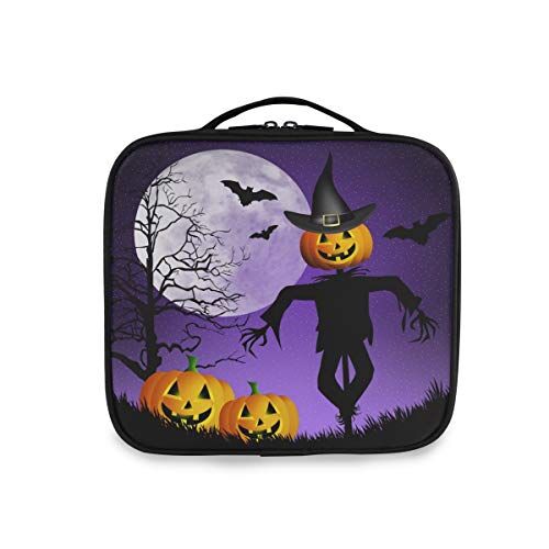 CaTaKu Happy Halloween Zucche Uomo Trousse Cosmetici Trousse Multifunzione Trousse Portatile Trucco Impermeabile Viaggio Grande Apertura Organizzatore Borsa per Uomo E Donna