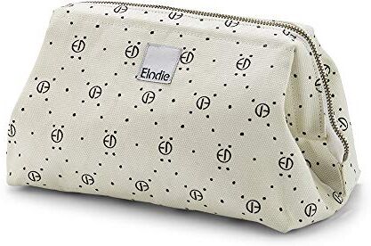 Elodie Details Beauty Case/Borsa da Viaggio Zip&Go in Tela di Cotone Ampia Apertura Monogram, Bianco/Nero