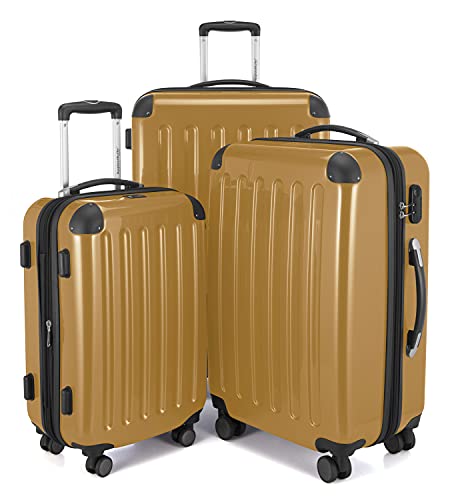 Hauptstadtkoffer ALEX Set di 3 valigie, valigie rigide, trolley, bagaglio da viaggio opaco, set da viaggio, 4 ruote doppie (S, M e L), Autunno Oro