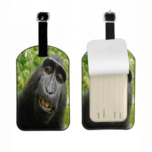 DTIGBVA Scimmia 1 pezzo etichetta bagaglio etichetta valigia con cinghia per borsa scuola etichetta di identificazione