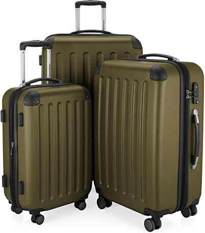 Hauptstadtkoffer SPREE Set di 3 valigie, Valigie rigide, Trolley con 4 doppie ruote, Bagaglio da viaggio opaco, Set da viaggio, TSA, (S, M e L), Avocado