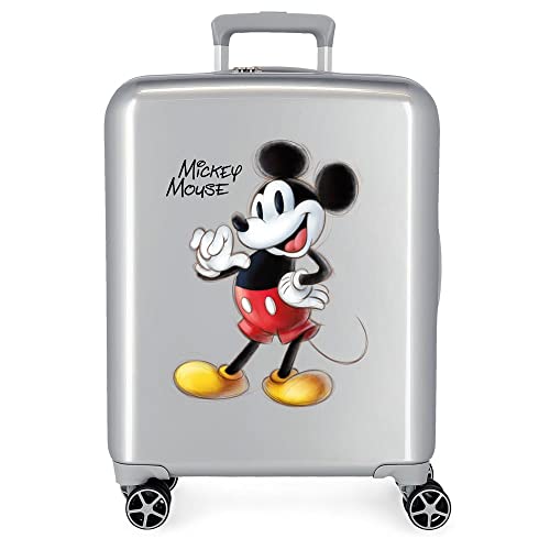 Disney Valigia cabina  100 Mickey Joyful Grey 40x55x20 cm ABS rigido Lucchetto TSA integrato 38,4L 2 kg 4 doppie ruote bagaglio a mano